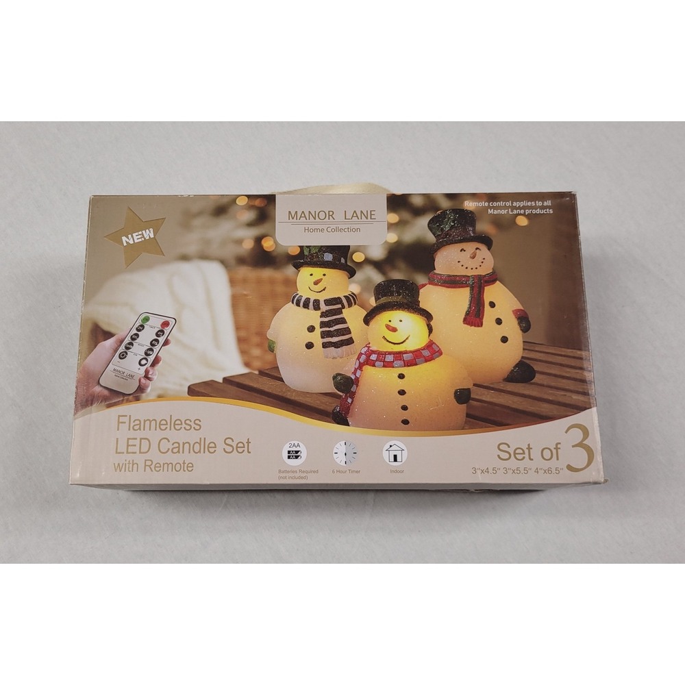 Manor Lane Snowman-shaped Flameless LED Candles & Remote - Works - Read As Is